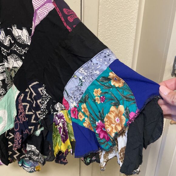 Peaceful People Skirt Sm-Med Boho Hanki Patchwork Renaissance NWT Beautiful - Picture 6 of 12